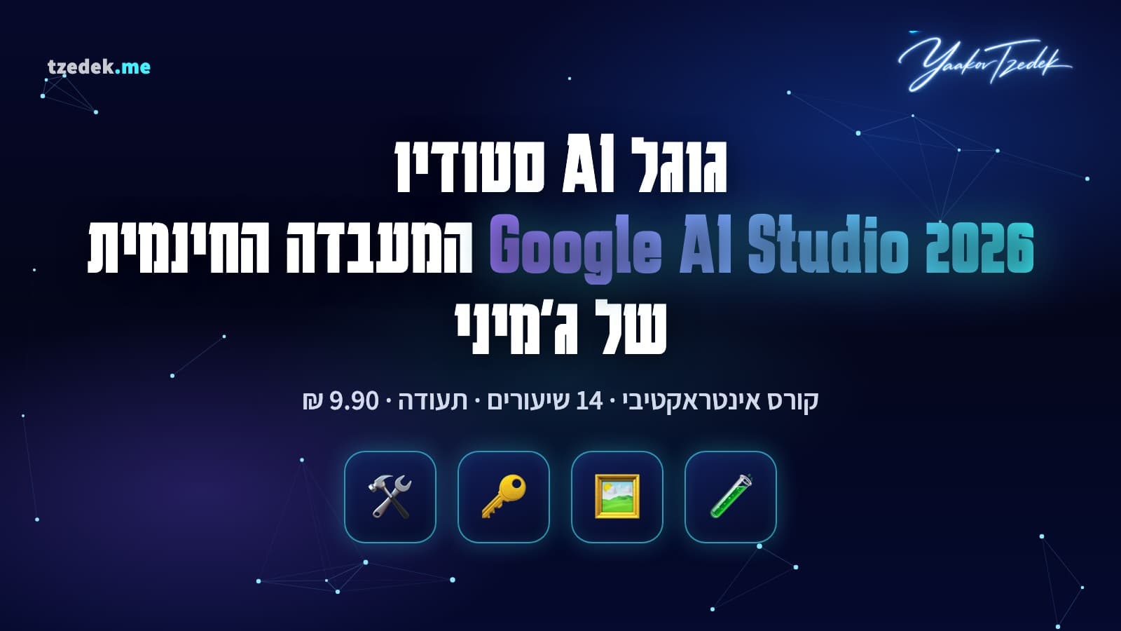 מסך העבודה של Google AI Studio עם הוראת מערכת בעברית, בחירת מודל Flash וכפתור Get API key