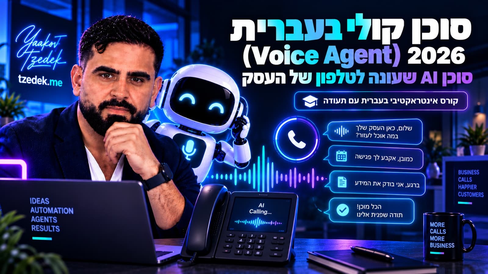 סוכן קולי שעונה לשיחת טלפון בעברית: תמלול, מודל שפה, כלים וקול