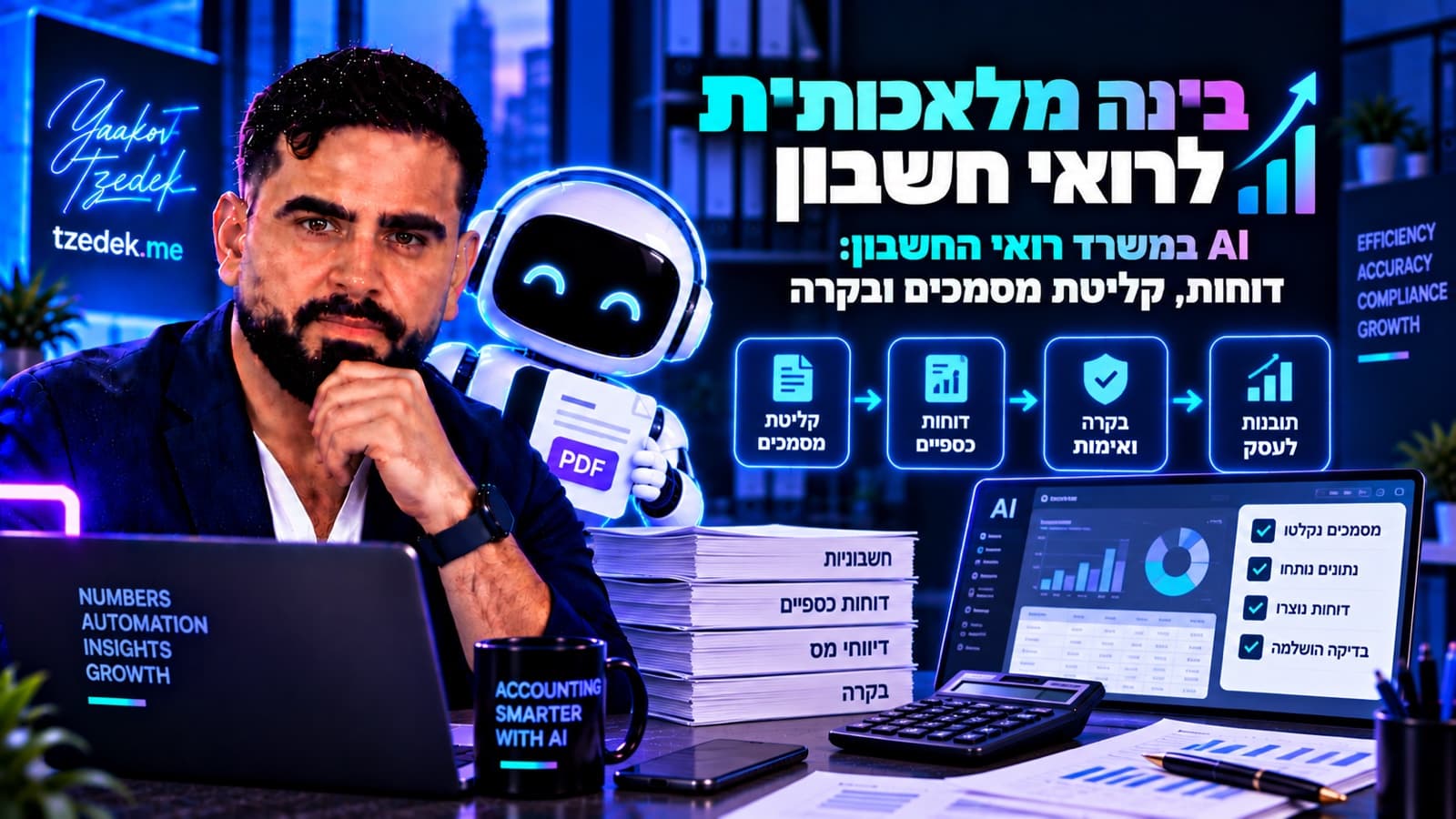 בינה מלאכותית לרואי חשבון: דוחות, קליטת מסמכים, בקרה ואבטחת מידע במשרד