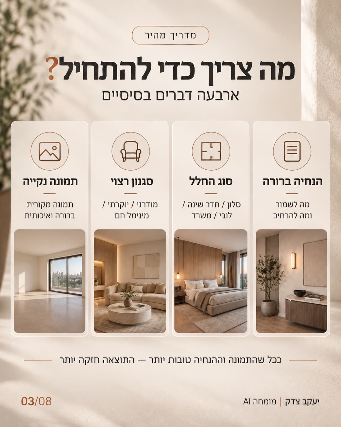 מה צריך כדי להתחיל הדמיית 360° עם ChatGPT: הנחיה ברורה מה לשמור ומה להרחיב, סוג החלל, סגנון רצוי ותמונה נקייה ואיכותית