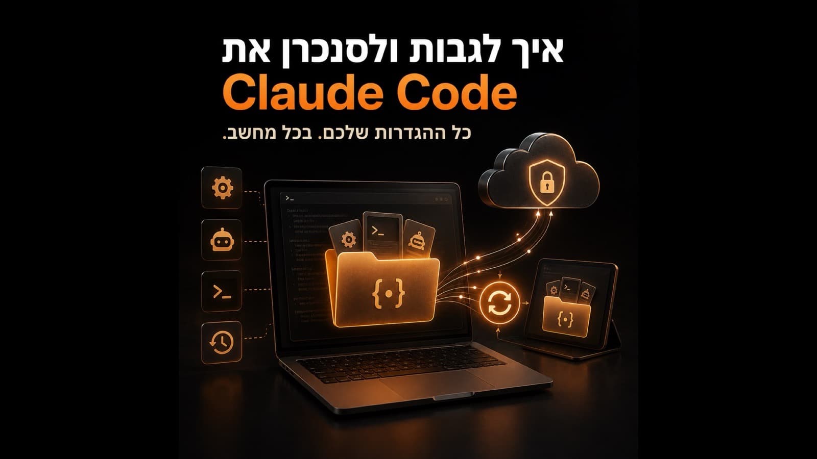 איך לגבות ולסנכרן את Claude Code (קלוד קוד): מחשב נייד עם תיקיית שיחות שמסתנכרנת לענן מאובטח ולמחשב נוסף, כל ההגדרות שלכם בכל מחשב