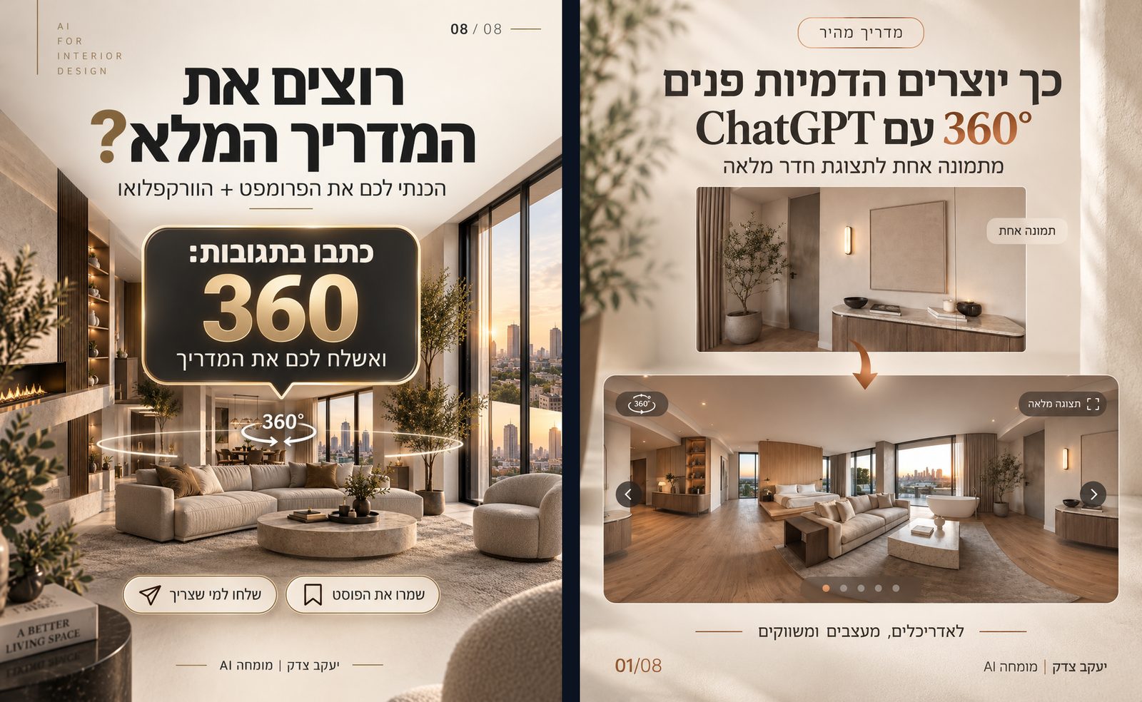 שקופית פתיחה ושקופית סיום של קרוסלה על הדמיות פנים 360 מעלות